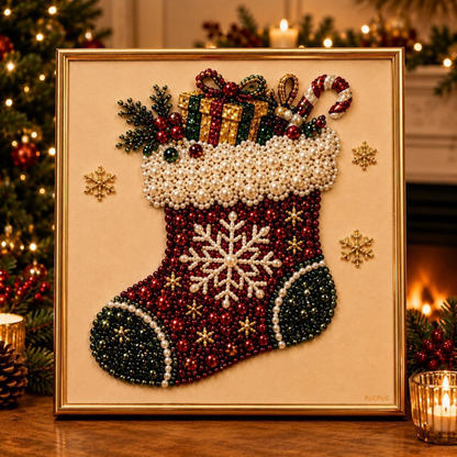 Cuadro Navideño de Perlas